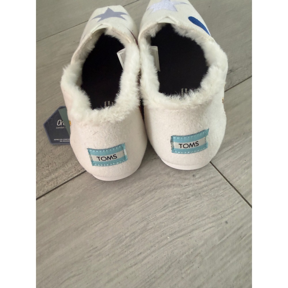 TOMS Alpargata Embroidered Celestial Faux Fur Shoes/Slippers  Womens 10 NWT - Picture 4 of 7